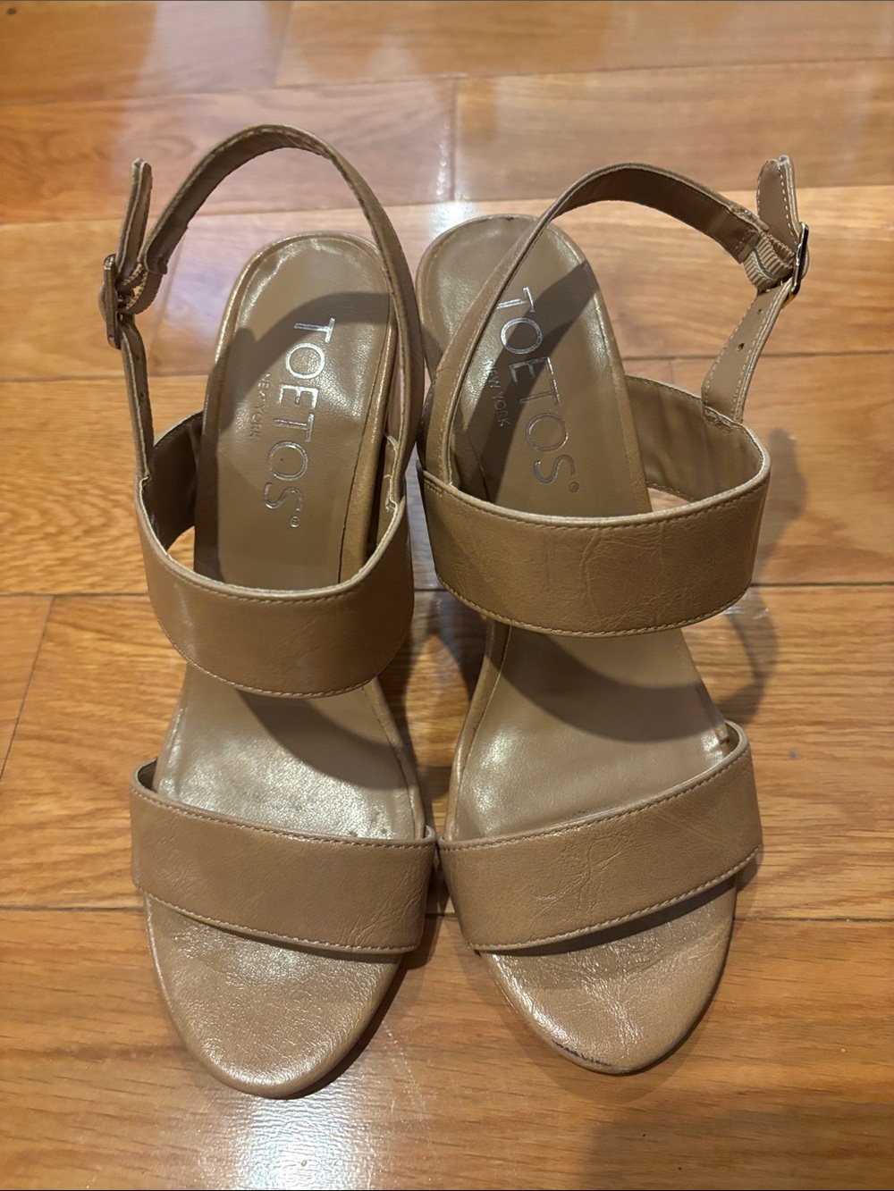 TOETOS Women's Tan Slingback Strappy Sandals
